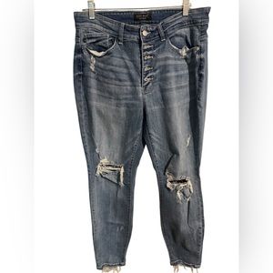 Judy Blue Button Fly Destroyed Denim Boyfriend High Rise jeans size 14W
